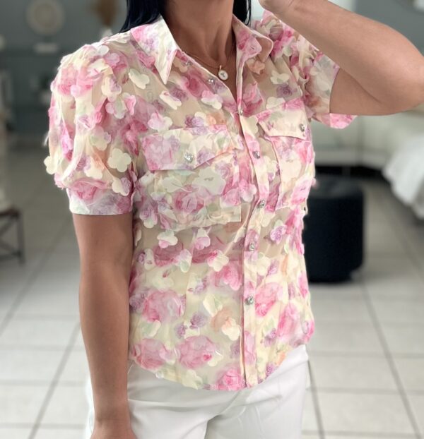 Burnout Chiffon Floral Blouse - Imagen 2