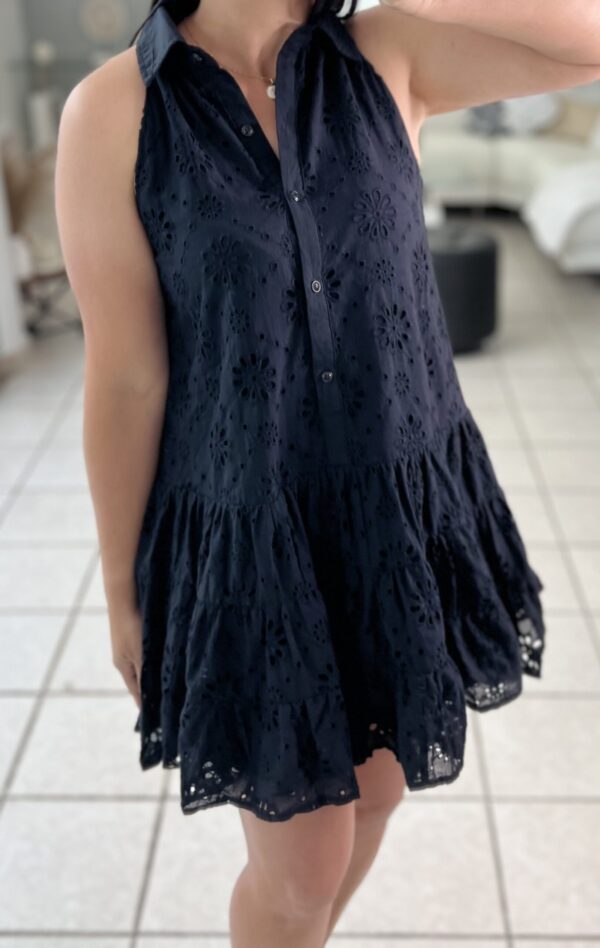 Black Ruffle Eyelet Short Dress - Imagen 2